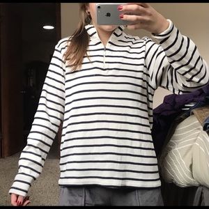 L.L. Bean striped quarter zip